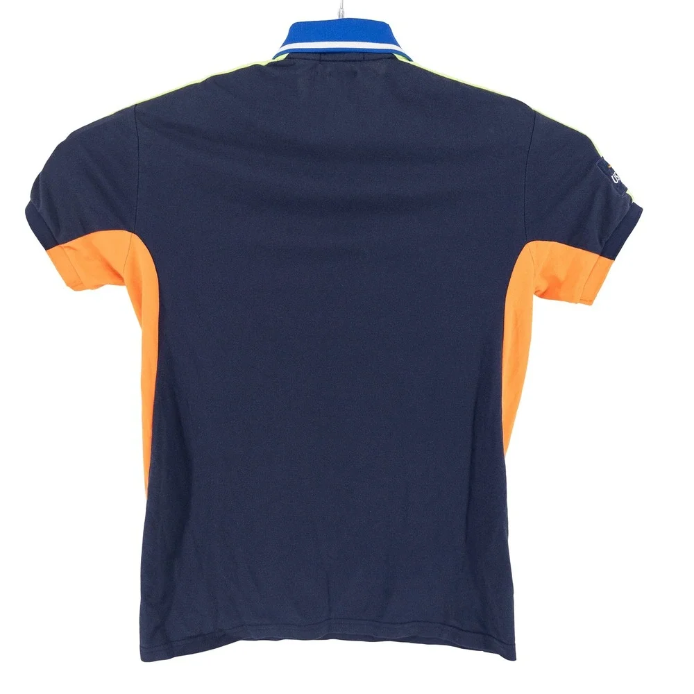 Polo Ralph Lauren Mens Small Polo Shirt Navy Blue US Open 2015 Colorblock Tennis